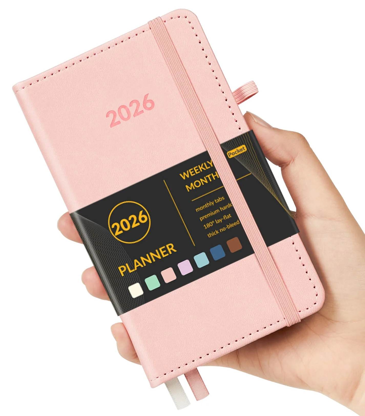 Portable 2026 Planner, 3.5 x 6 Inch Hardcover Academic Calendar, Weekly Monthly Layouts with Elas... | Walmart (US)