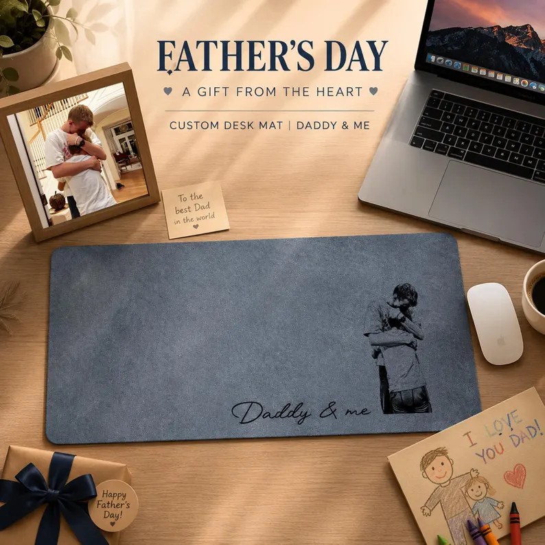Personalized Sketch Art From Dad Photo Desk Mat, Father's Day Gift for Husband, Daddy Custom Phot... | Etsy (Global)