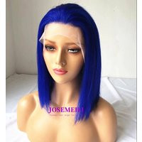 Blue Hair Wigs Remy Human Lace Frontal Preplucked Line Front Glueless With Baby For Women | Etsy (US)