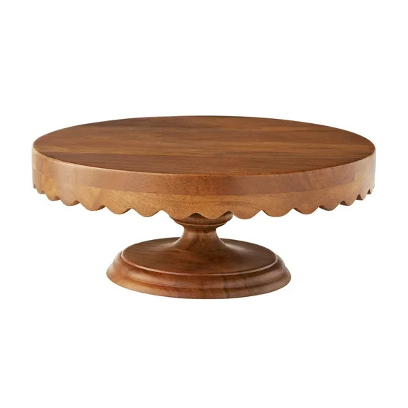 The Pioneer Woman Scallop Acacia Wood Cake Stand - Walmart.com | Walmart (US)