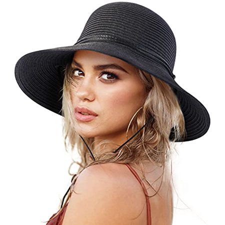 Simplicity Straw Hat for Women Black Sun Hat Womens Hats UV Protection Large Brim Cute Sun Hats for  | Walmart (US)