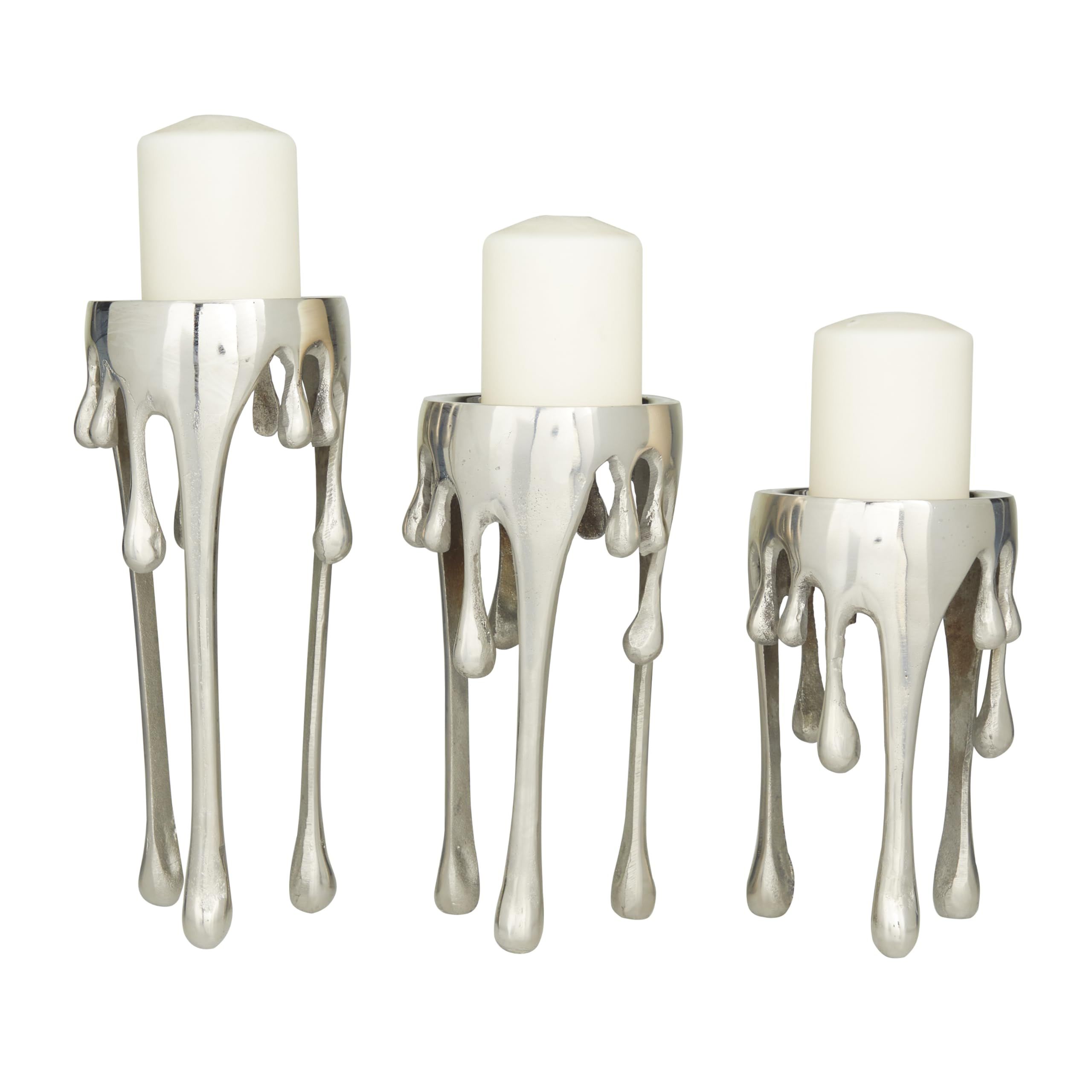 CosmoLiving by Cosmopolitan Aluminum Pillar Candle Holder with Dripping Melting Designed Legs, Se... | Amazon (US)