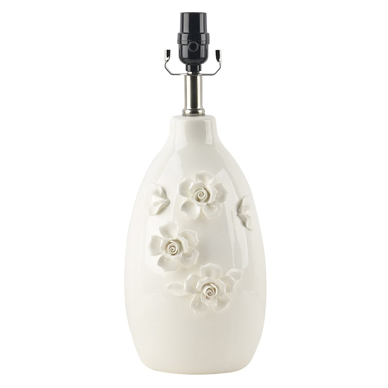 White Ceramic Floral Accent Lamp, 17" | At Home