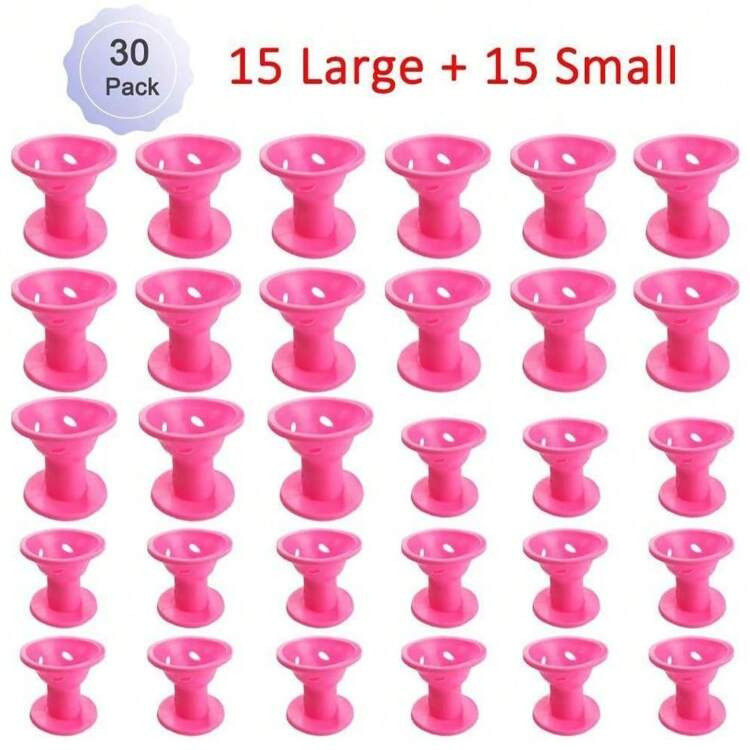 30pcs/Set No Heat Hair Curling Set, Silicone Curler Tools, Easy DIY Curls For All Hair Types, Women Home Hair Styling Accessories | SHEIN