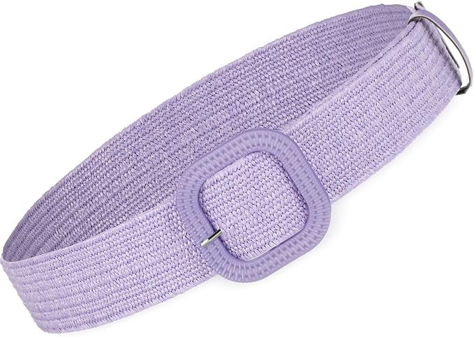 Syhood Women Straw Woven Belt Elastic Rattan Waist Belt Stretch Boho Dress Braided Belt Raffia Be... | Amazon (US)