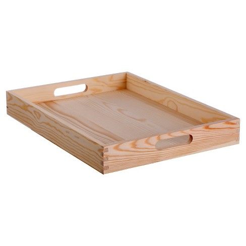 Hand Made Modern Small Wood Tray - 16" x 12" x 2" | Target