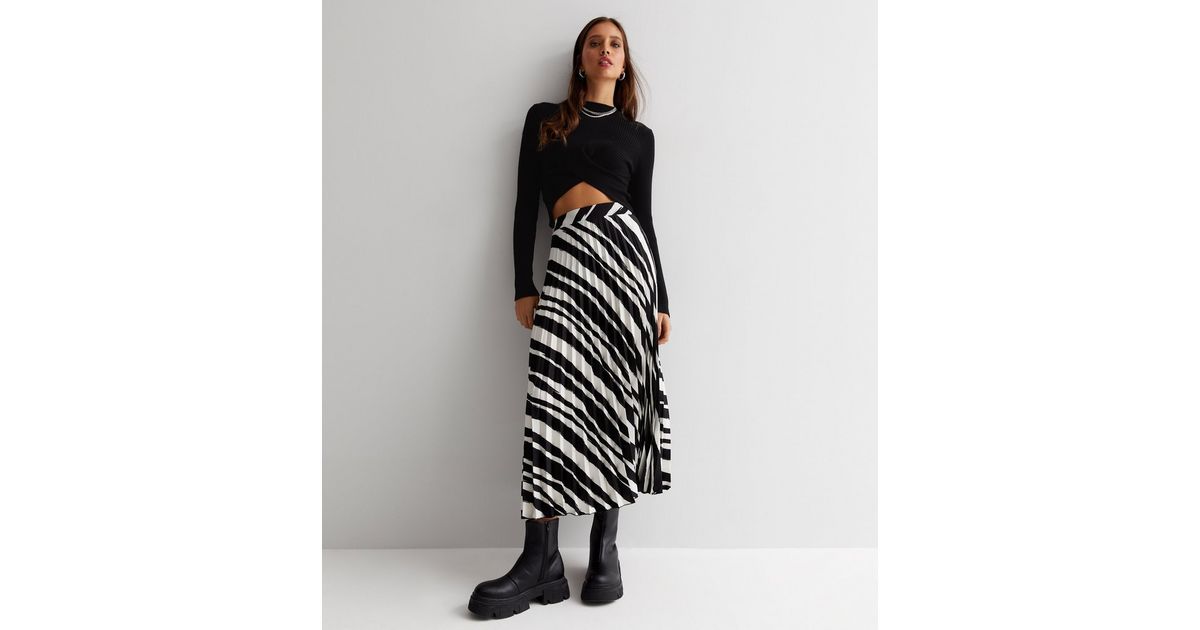 Black Zig Zag Satin Pleated Midi Skirt
						
						Add to Saved Items
						Remove from Saved It... | New Look (UK)
