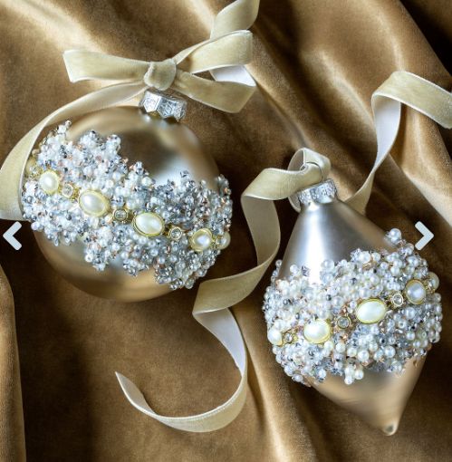 PEARL & JEWELS CRUSTED GLASS ORNAMENT - 305 Deco Living | 305 Deco Living & Co