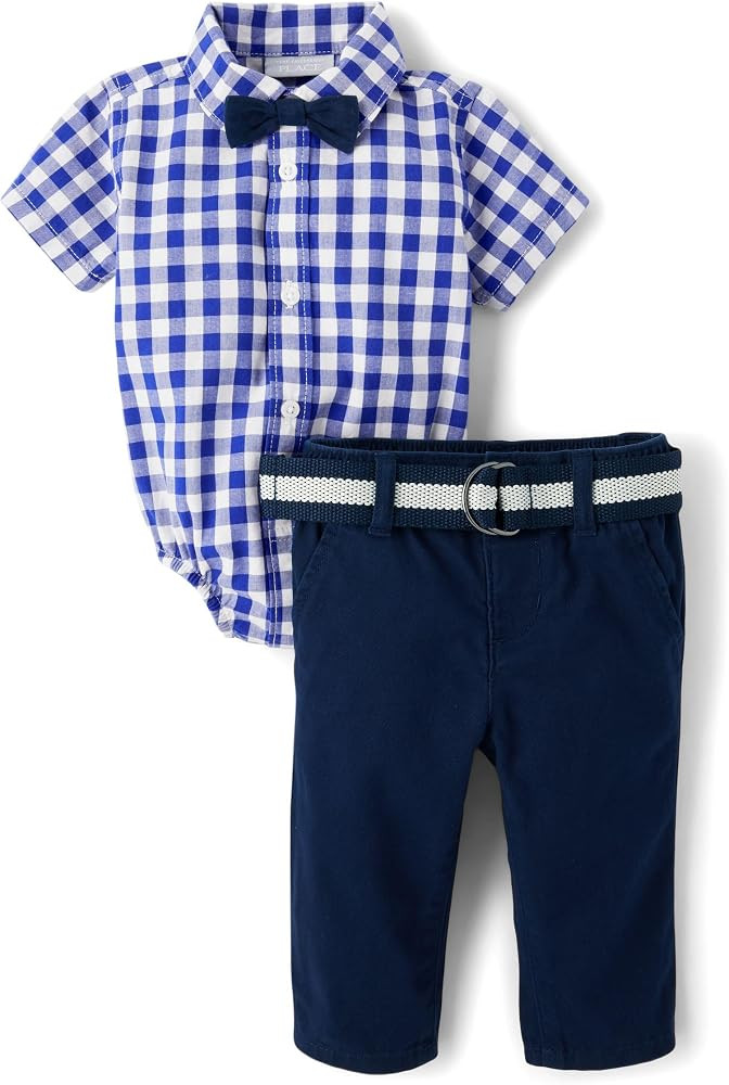 The Children's Place baby-boys And Newborn Short Sleeve Button Down Shirt and Shorts 2 Piece Outf... | Amazon (US)