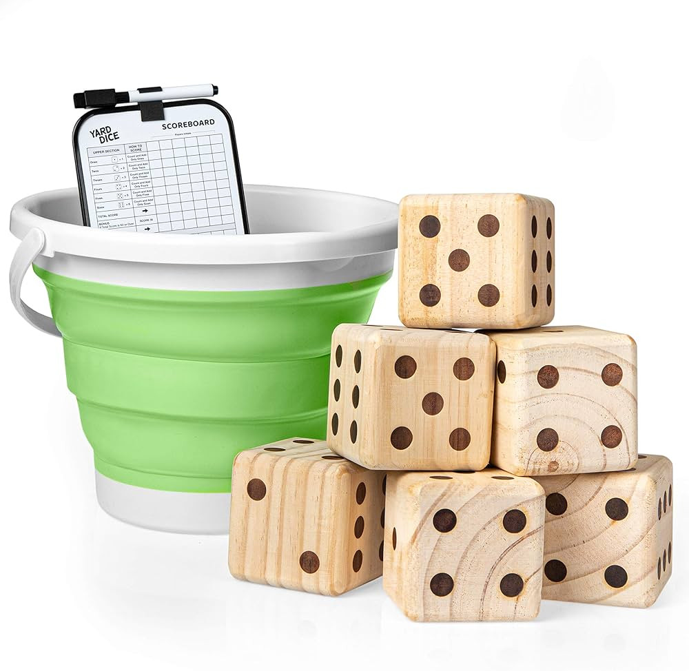 Play Platoon Giant Wooden Dice, Yardzee Outdoor Dice Game with Bucket, 3.5" Giant Wooden Dice Gam... | Amazon (US)