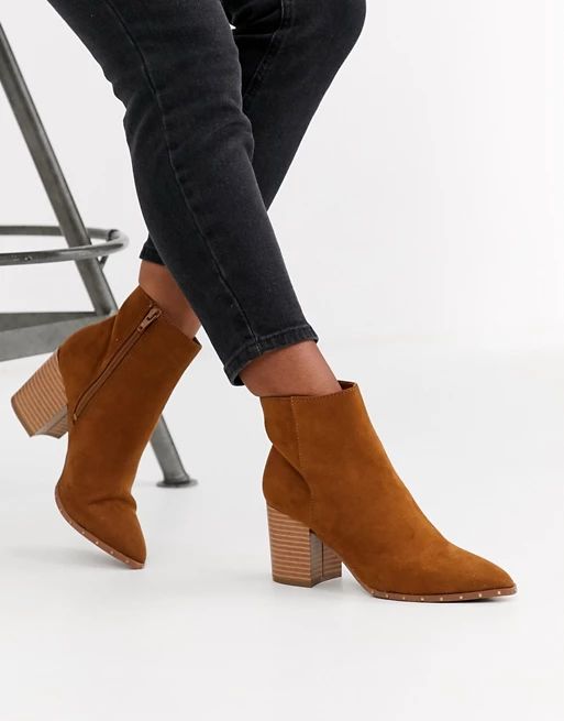 New Look studded rand pointed boot in tan | ASOS (Global)