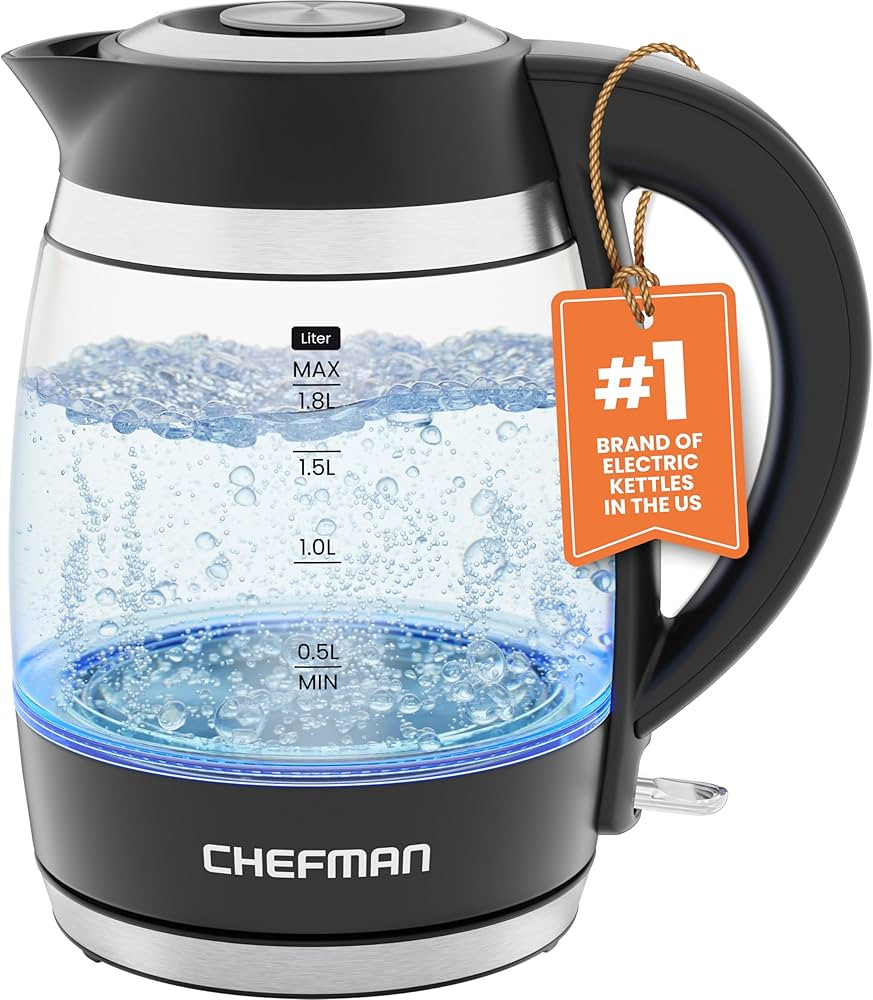 Chefman Electric Kettle, 1.8L 1500W, Hot Water Boiler, Removable Lid for Easy Cleaning, Auto Shut... | Amazon (US)
