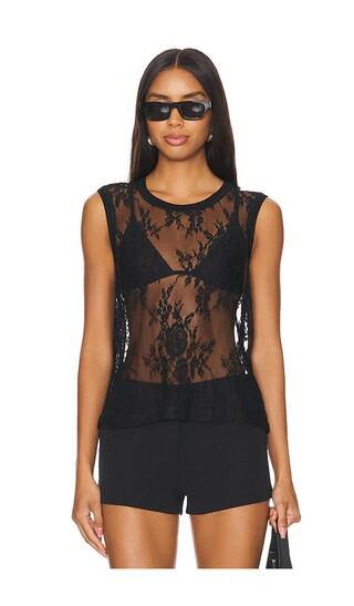Brax Lace Muscle Tank in Black | Revolve Clothing (Global)