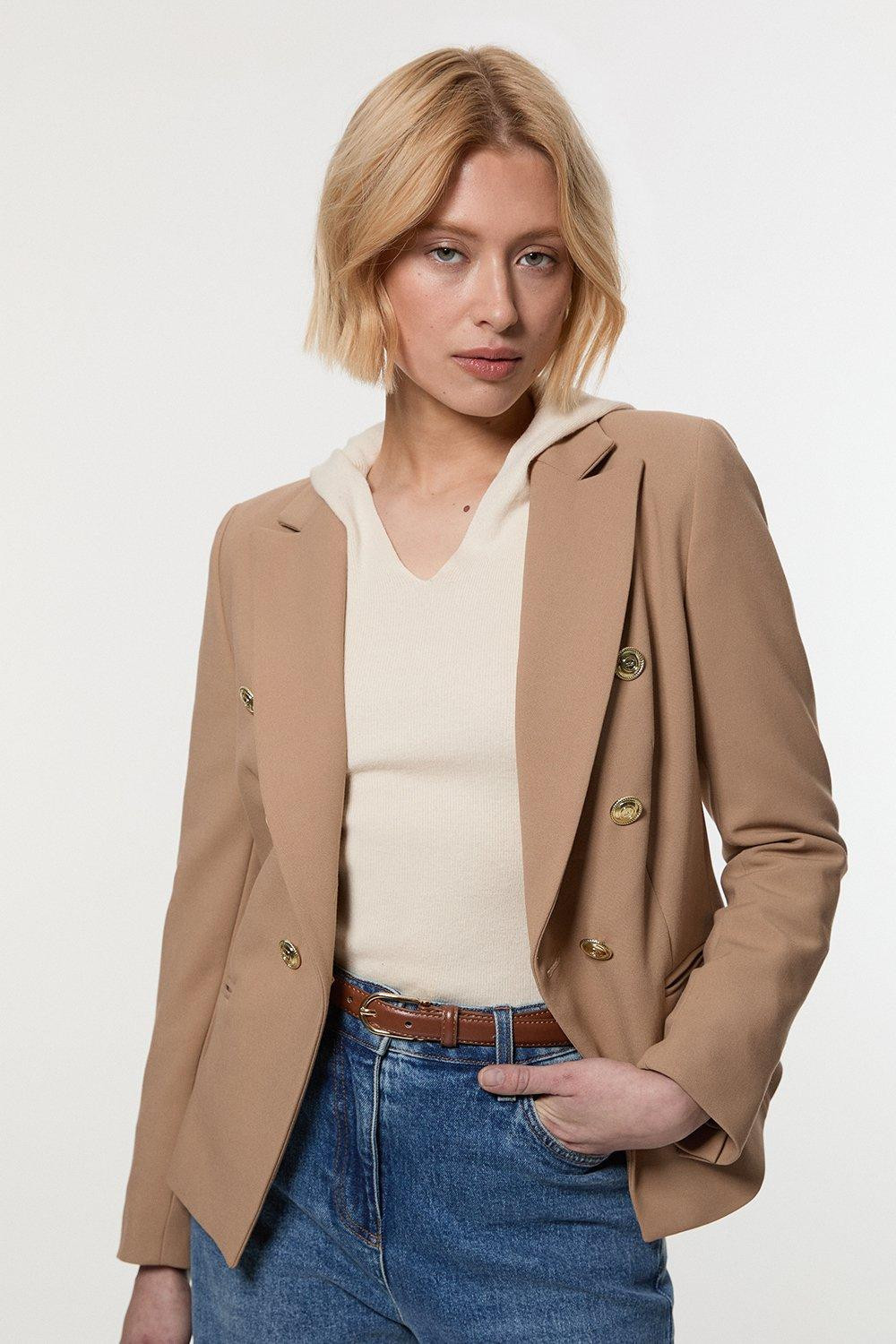 Tailored Button Military Blazer | Karen Millen US