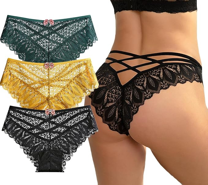 AUTUCAU Sexy Cheeky Underwear for Women Lace Floral Bikini Criss Cross Seamless Panties Ladies Cu... | Amazon (US)