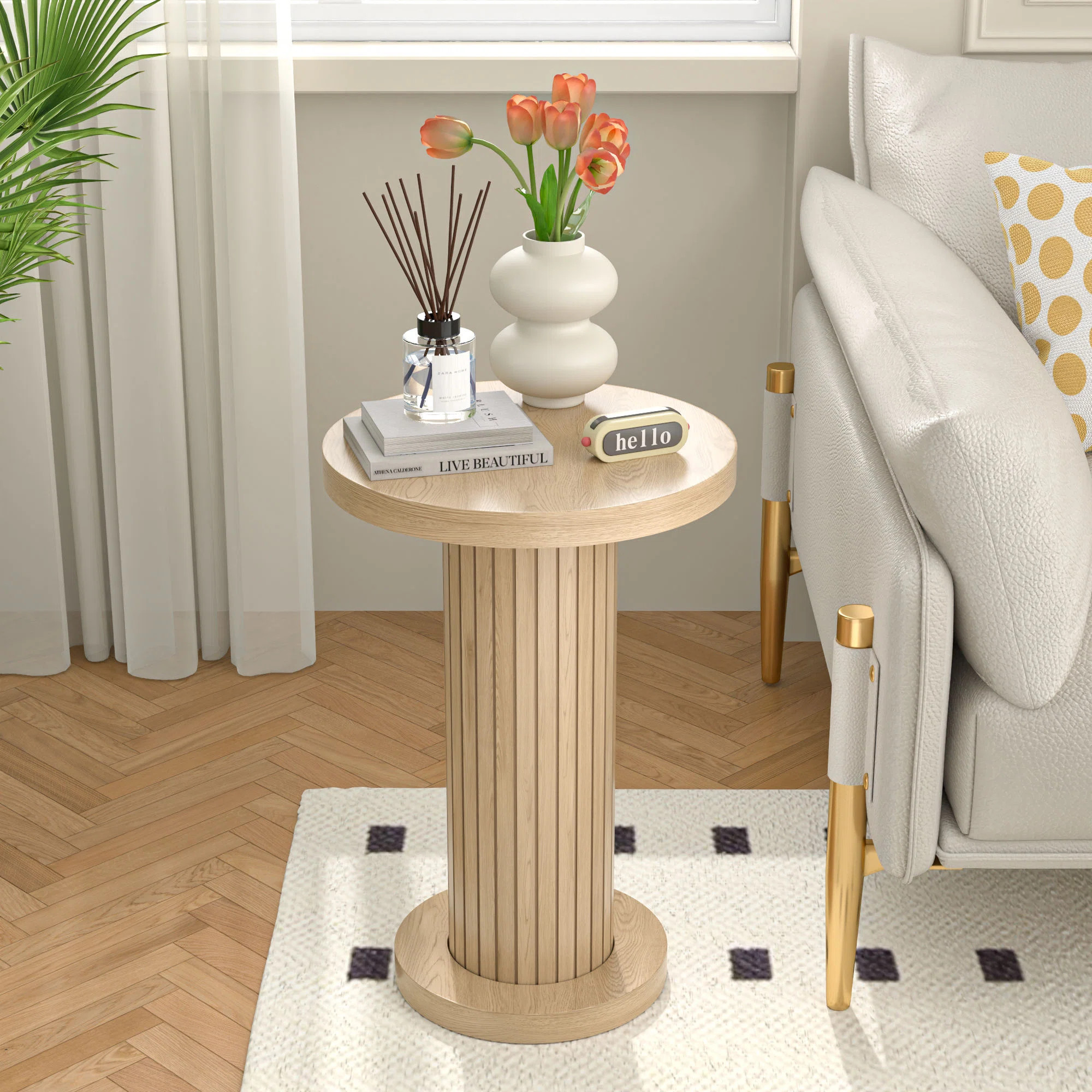 Gracie Oaks 20.5" Tall Pedestal Round End Table, Fluted Accent Side Table & Reviews | Wayfair | Wayfair North America