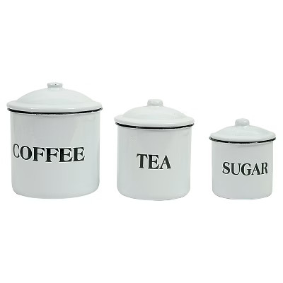 3R Studios "Coffee Tea Sugar" Metal Containers w/Lid - Set of 3 | Target