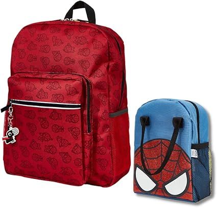 Yoobi x Marvel Bag Set Backpack & Lunchbag Red Spider-Man | Durable 600D material | Backpack w/ P... | Amazon (US)