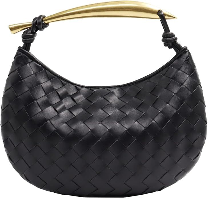 Woven Leather Hobe Dumpling Bag Dinner Handbag For Women Purse Hobo Bag Knotted Woven Handbag Sum... | Amazon (US)