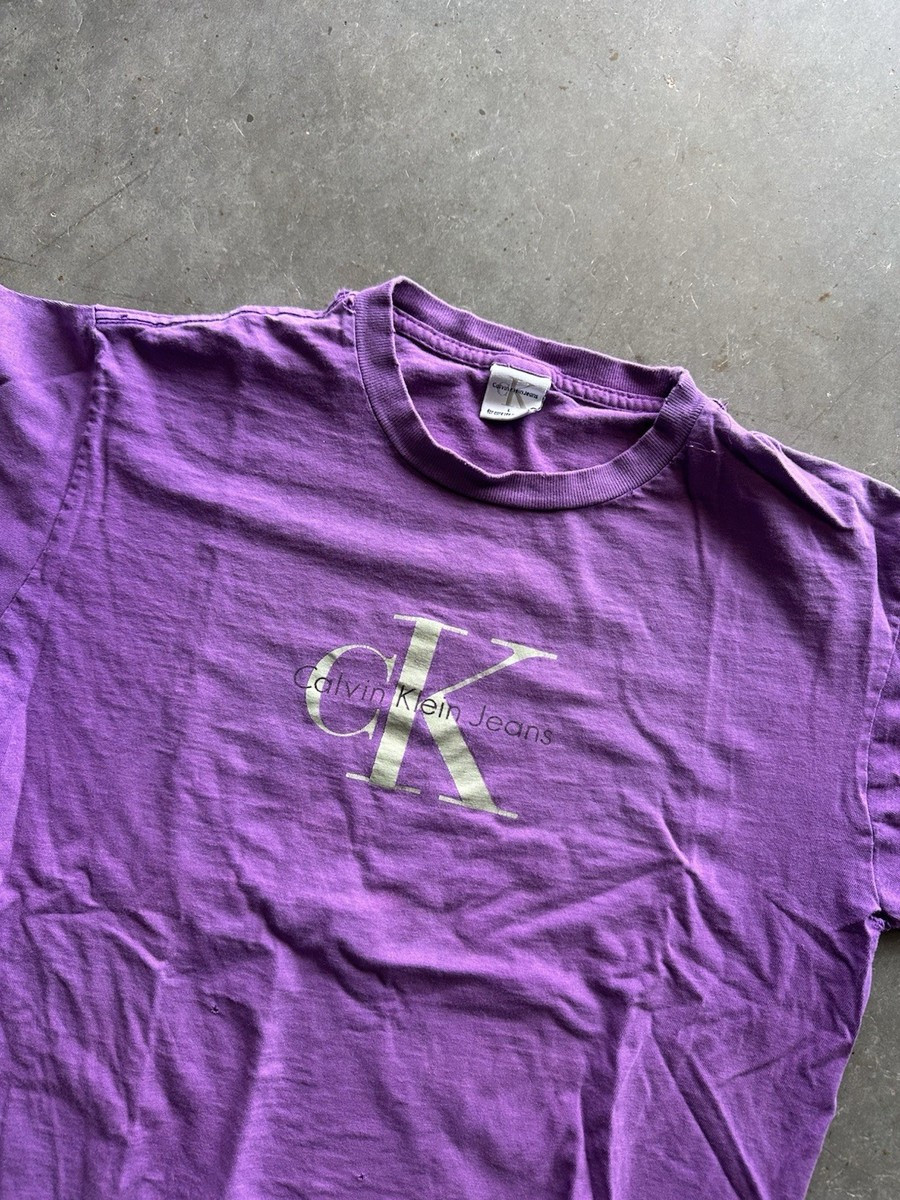 Vintage 80s Calvin Klein Graphic T Shirt Size Large Distressed Purple | eBay | eBay US