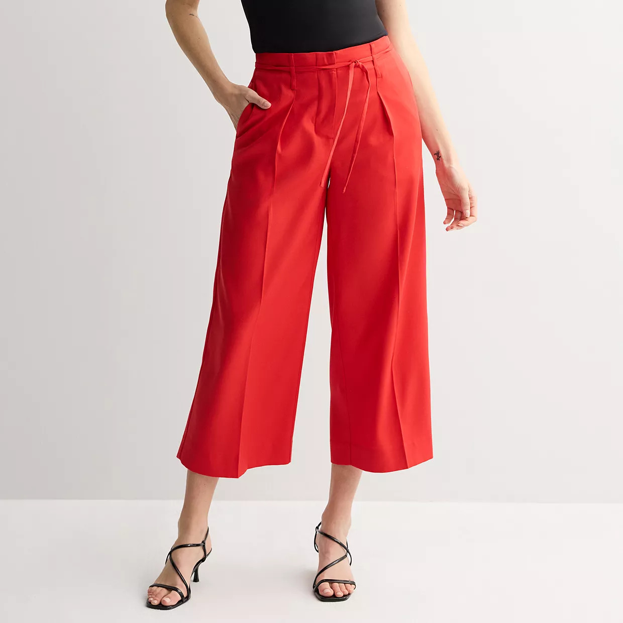 Women's Nine West Tie Waist Wide Crop Pants | Kohl's