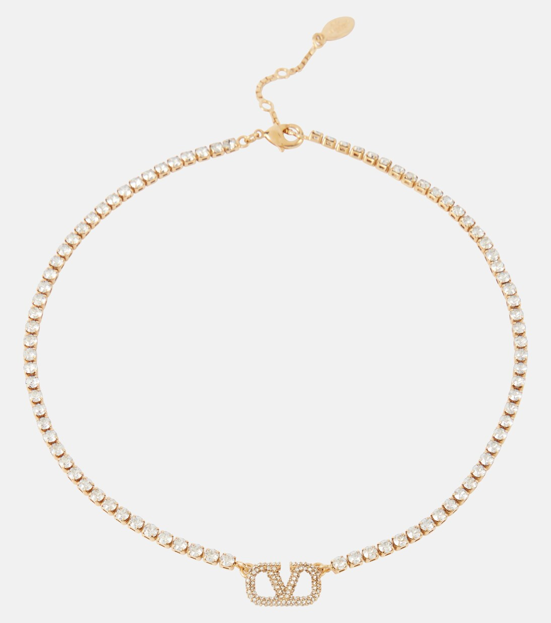 Halskette VLogo Signature, 18kt vergoldet, mit Kristallen | Mytheresa (DACH)