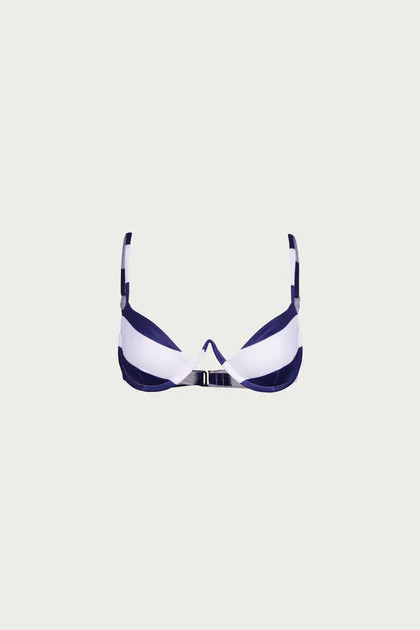 V Underwire Bra (Navy Cream Stripe) | SAME