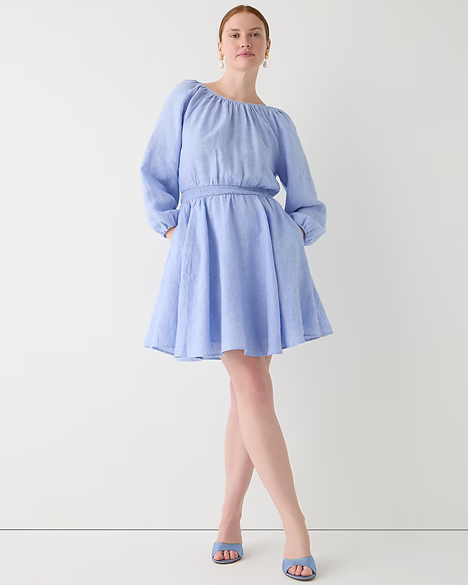 Palermo smocked-waist mini dress in linen | J. Crew US
