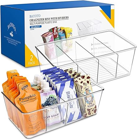 Pantry Organization and Storage Bins, Fridge Organizer Bins - Kitchen Organization and Storage wi... | Amazon (US)