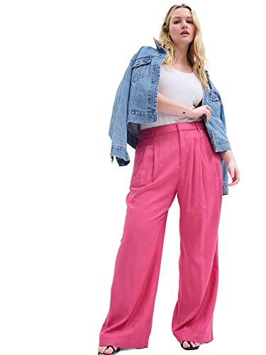 GAP Womens High RSE Linen Wide Leg Pant Tibetan Rose 14 | Amazon (US)