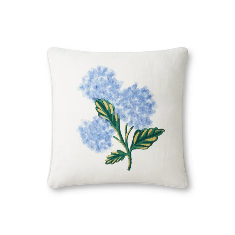 Rifle Paper Co. x Loloi PRP0015 Bouquet Ivory / Blue 18" x 18" Pillow | Wayfair North America