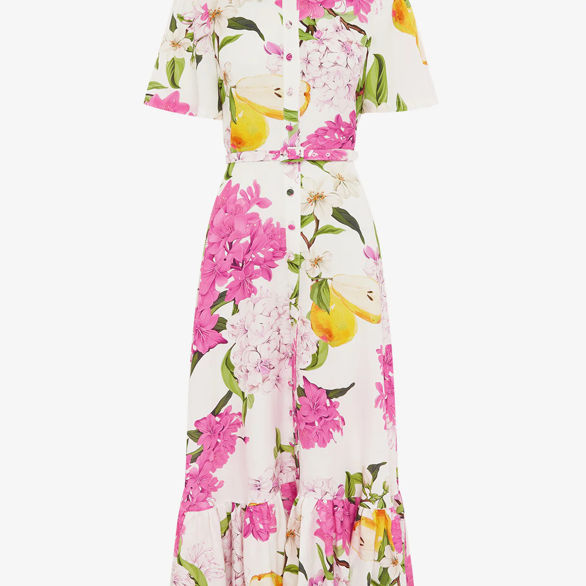 Becca Short Sleeve Midi Dress - Floral Pear Print | LEO LIN US