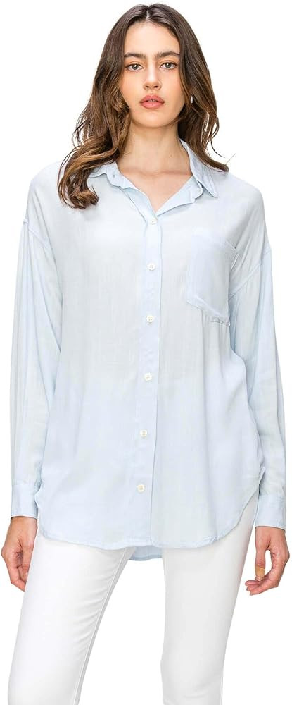 Cali1850 Women's XS~XL Long Sleeve Linen Relaxed Loose Fit Button Down Basic Shirt | Amazon (US)