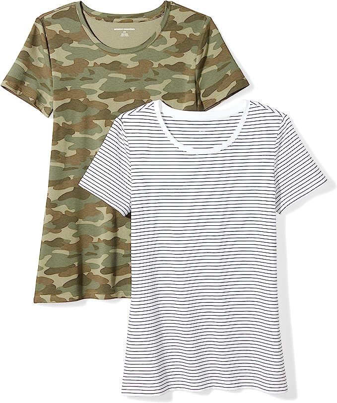 Amazon Essentials Women's 2-Pack Short-Sleeve Crewneck Patterned T-Shirt | Amazon (CA)