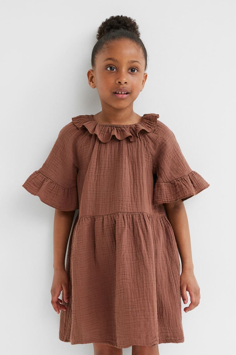 Flounced double-weave dress | H&M (US + CA)