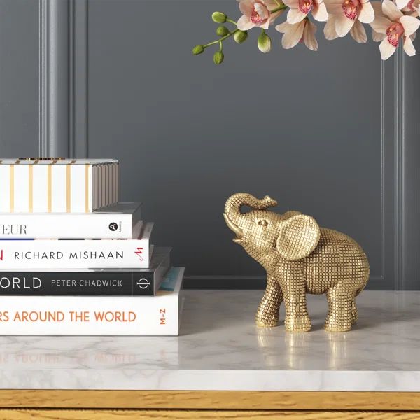 Quamaine 7" Elephant Sculpture - Decorative Polyresin Elephant Statue For Home Decor - Table Acce... | Wayfair North America