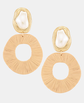 I.N.C. International Concepts Imitation Pearl & Raffia-Wrapped Drop Earrings, Macy's Exclusive - ... | Macy's