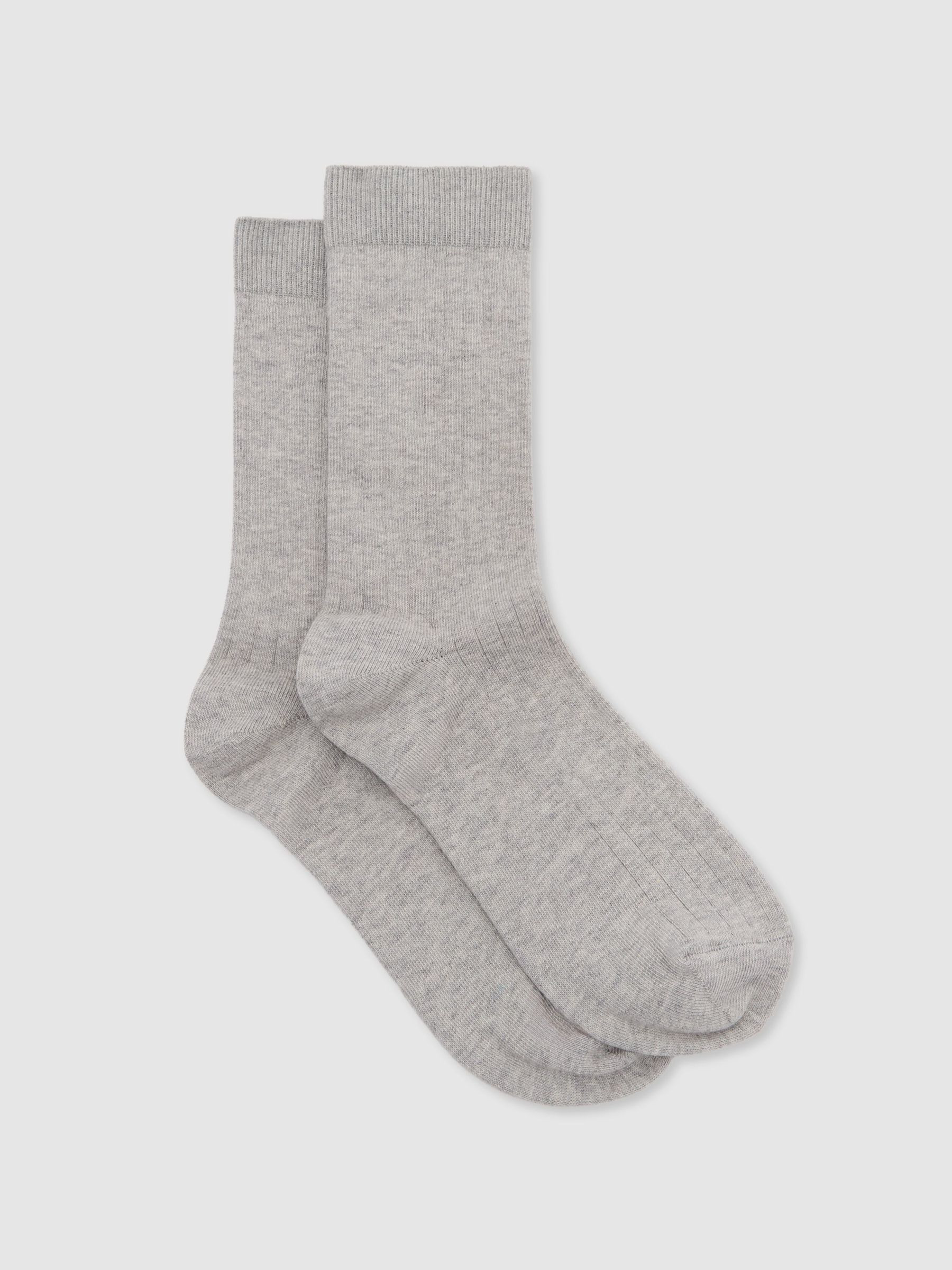 Cotton Blend Ribbed Loafer Socks | Reiss UK