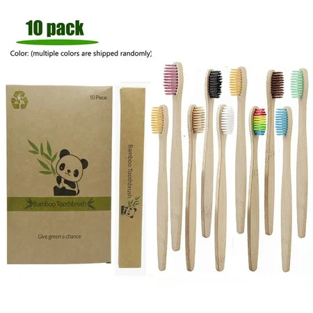 10pcs Bamboo Toothbrush Eco Friendly Soft Bristle Healthy Dental Oral Care Hygiene Toothbrushes | Walmart (US)