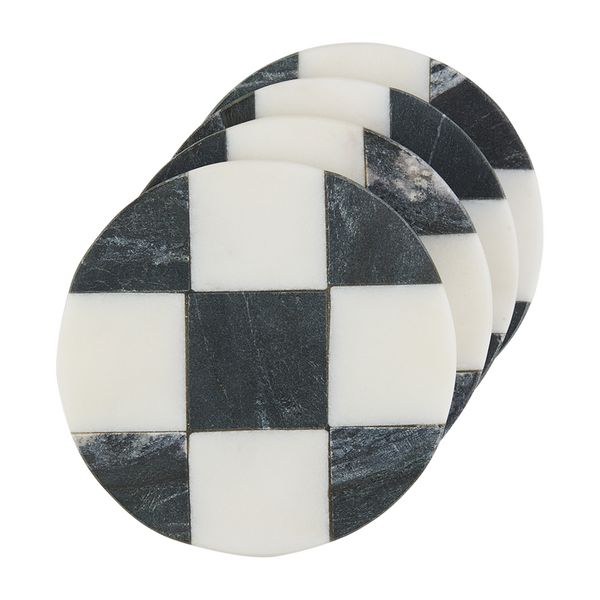 Circle checkered coaster set | Mud Pie