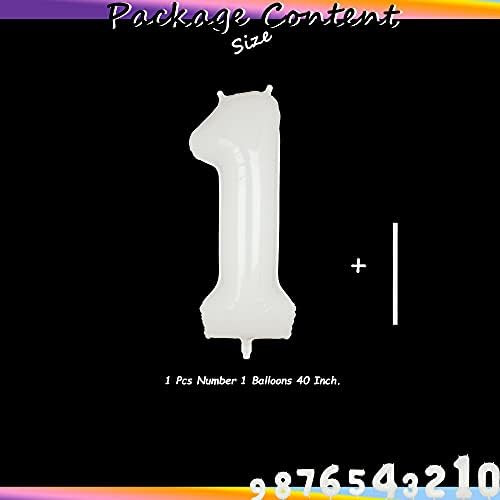 40 Inch White Number Balloons 1 Wedding Bachelorette Birthday Bridal Shower Graduation Anniversary C | Amazon (US)