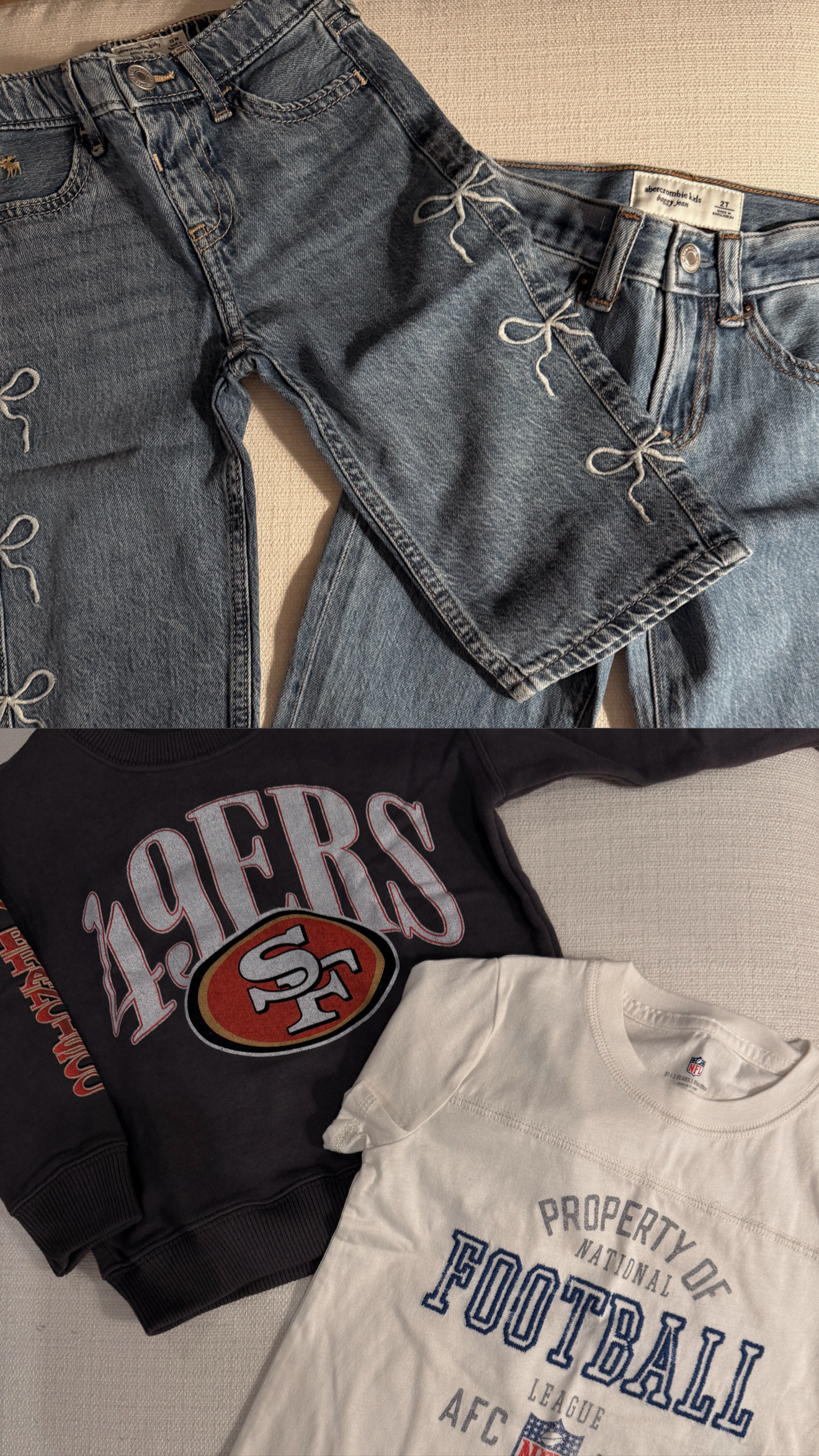 Abercrombie bbay & toddler sale! 
40% Off All Jeans + 20% Off Almost Everything Else. Promo Code: DENIMAF for a stackable 15% off  

 #LTKSaleAlert #LTKBaby #LTKKids