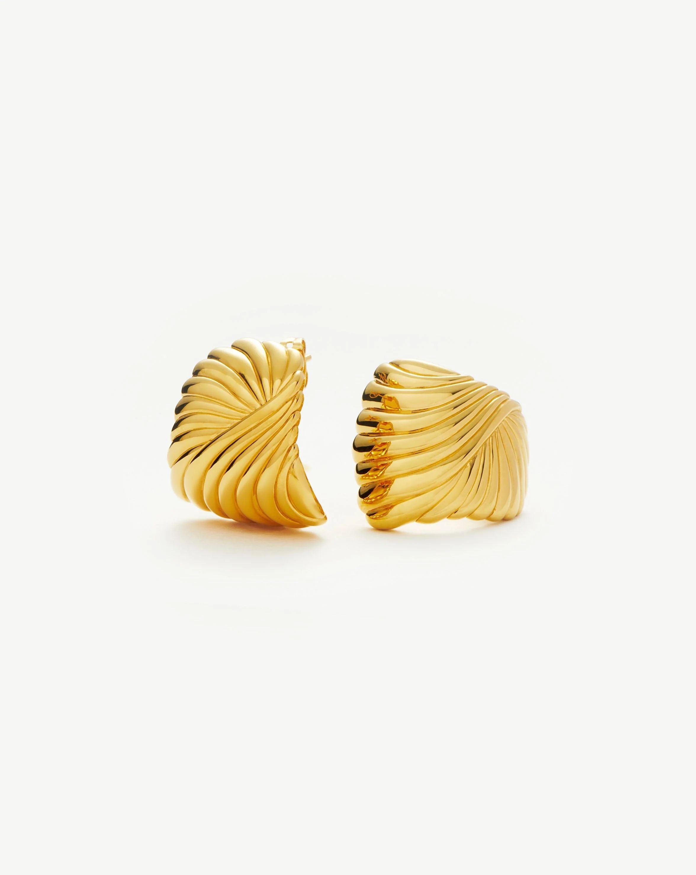 Ripple Oversized Stud Earrings | 18ct Gold Plated Earrings | MIssoma UK