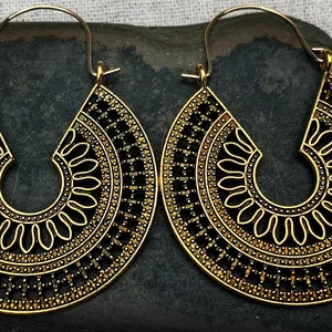 Gold Boho Hoops - Gold Mandala Hoops - Ethnic Gold Hoops - Bohemian Gold Hoops - Gold Boho Earrin... | Etsy (Global)