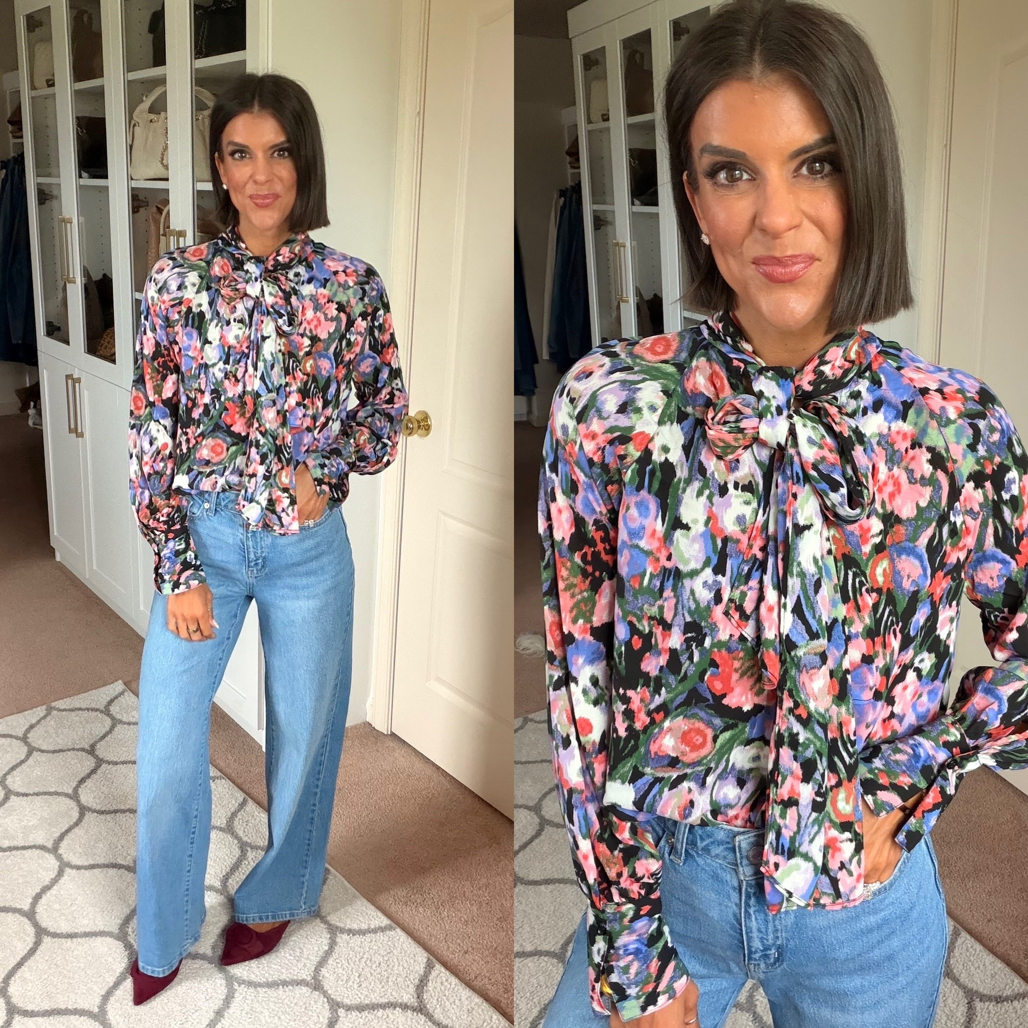 Love this Walmart blouse! Size xs 
Size 0 in jeans

#LTKSaleAlert #LTKSeasonal #LTKootd