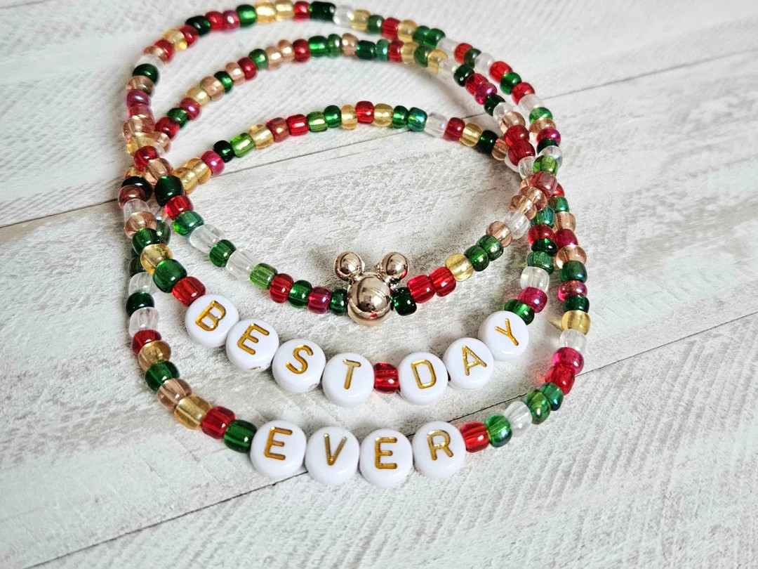 Best Day Ever Christmas Bracelets Size XL Mickey Mouse Inspired Christmas Bracelet - Etsy | Etsy (US)
