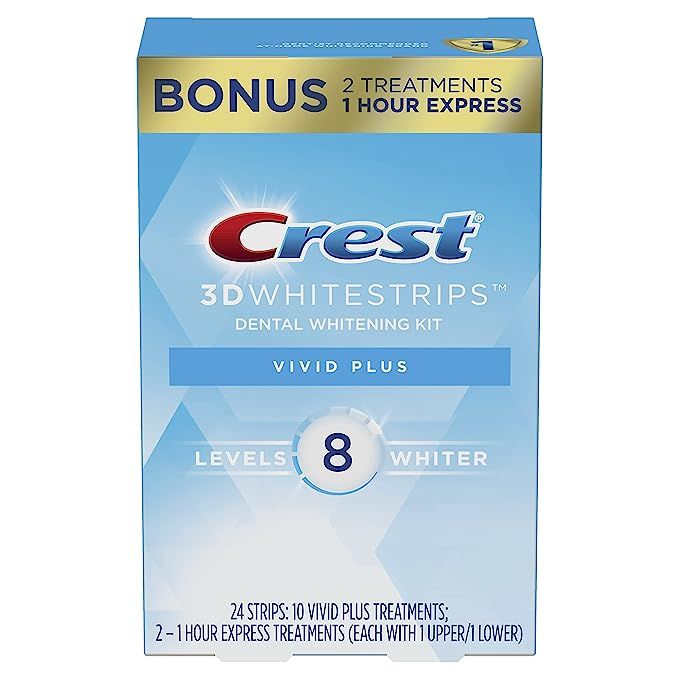 Crest 3D Whitestrips, Vivid Plus, Teeth Whitening Strip Kit, 24 Strips (12 Count Pack) (Packaging... | Amazon (US)