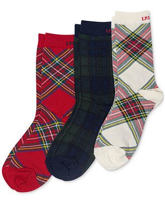 Women's 3-Pk. Plaid Cotton-Blend Logo Socks | Macy's