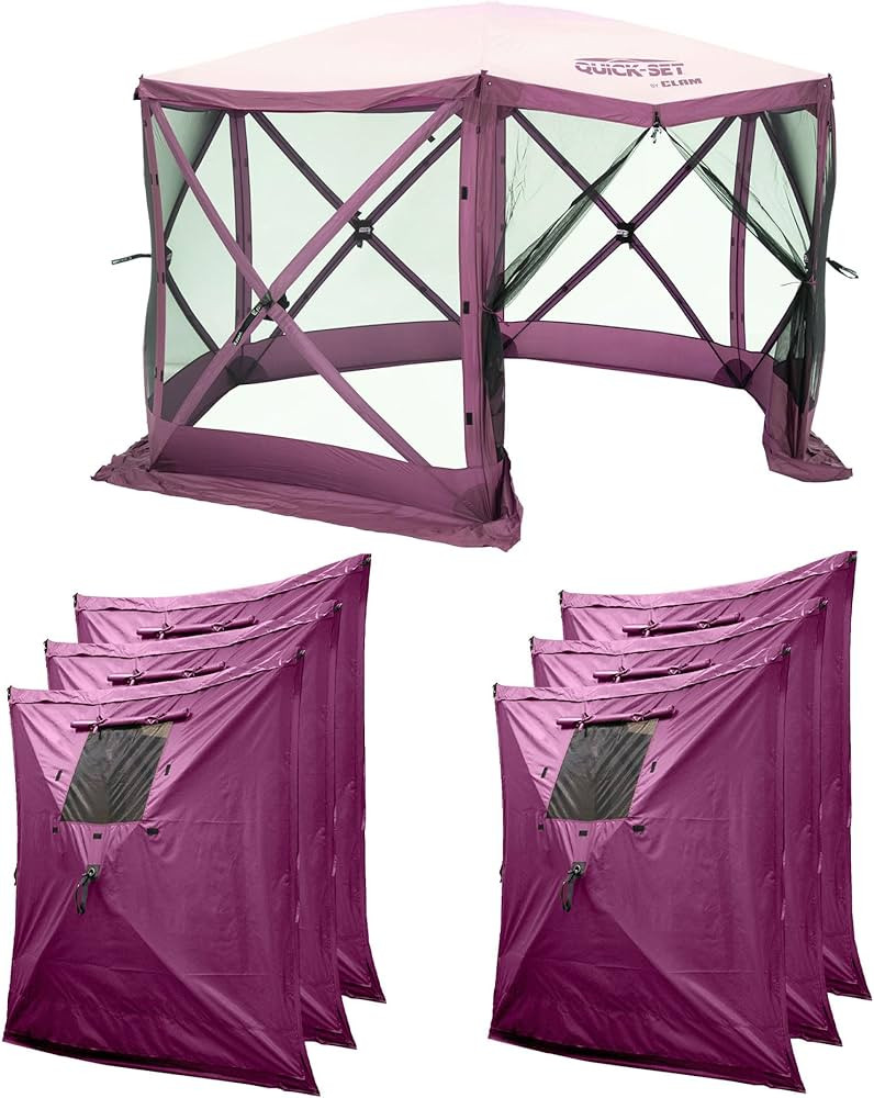 CLAM Quick Set Escape 11.5 x 11.5 Foot Portable Outdoor Canopy Shelter, Plum + CLAM Quick Set Scr... | Amazon (US)