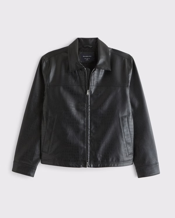 Men's Easy Vegan Leather Zip Jacket | Men's Coats & Jackets | Abercrombie.com | Abercrombie & Fitch (US)